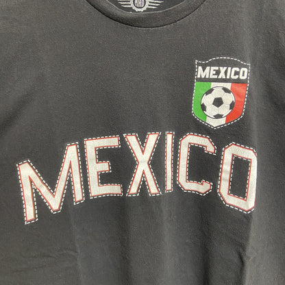 古着 used　MADENGINE　半袖プリントTシャツ　クルーネック　サッカー　メキシコ　黒　ビッグシルエット　XLサイズ