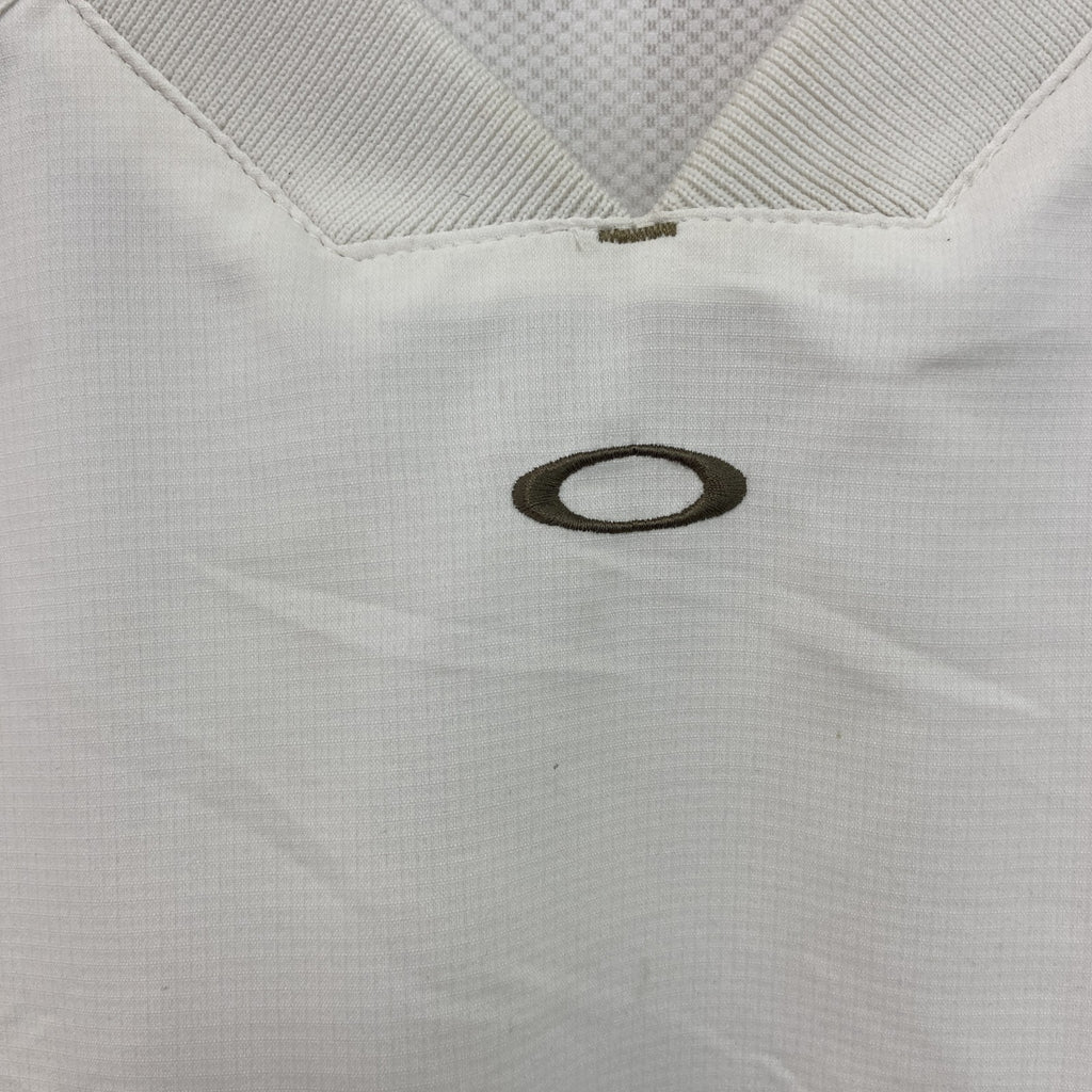 OAKLEY　オークリー　半袖プルオーバージャケット　刺繍ロゴ　リップストップ　ワンポイント　白　ホワイト　XLサイズ　古着