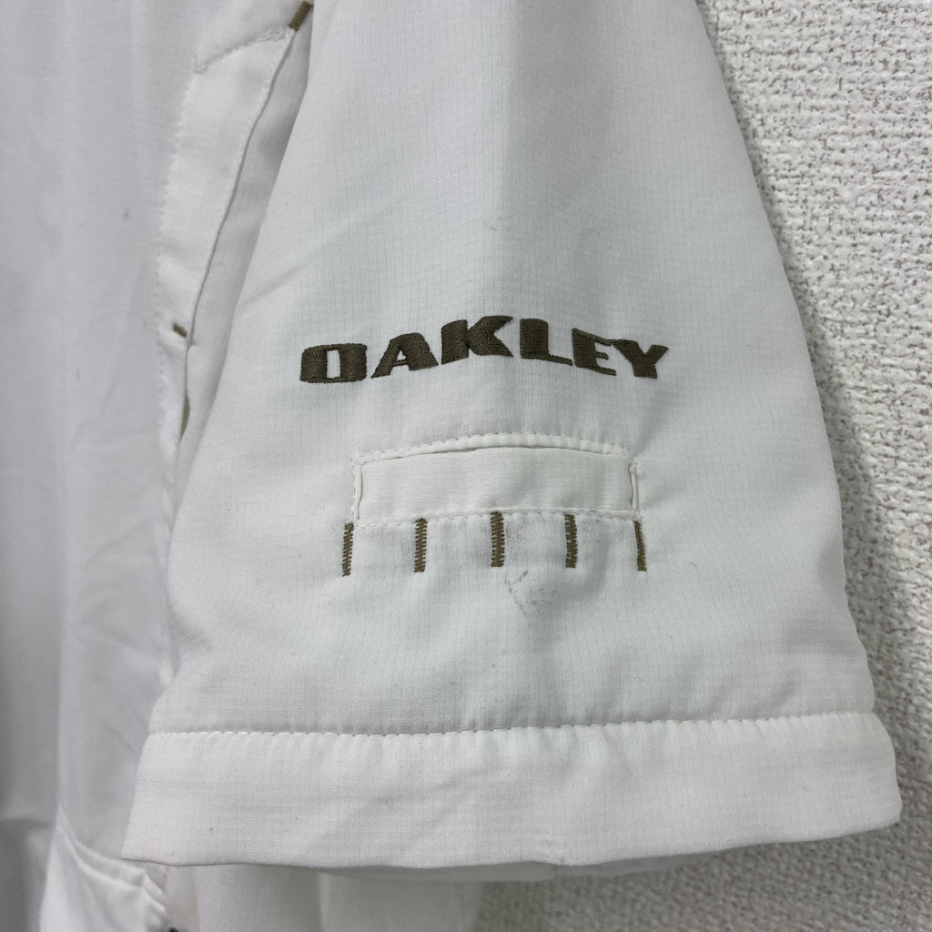 OAKLEY　オークリー　半袖プルオーバージャケット　刺繍ロゴ　リップストップ　ワンポイント　白　ホワイト　XLサイズ　古着