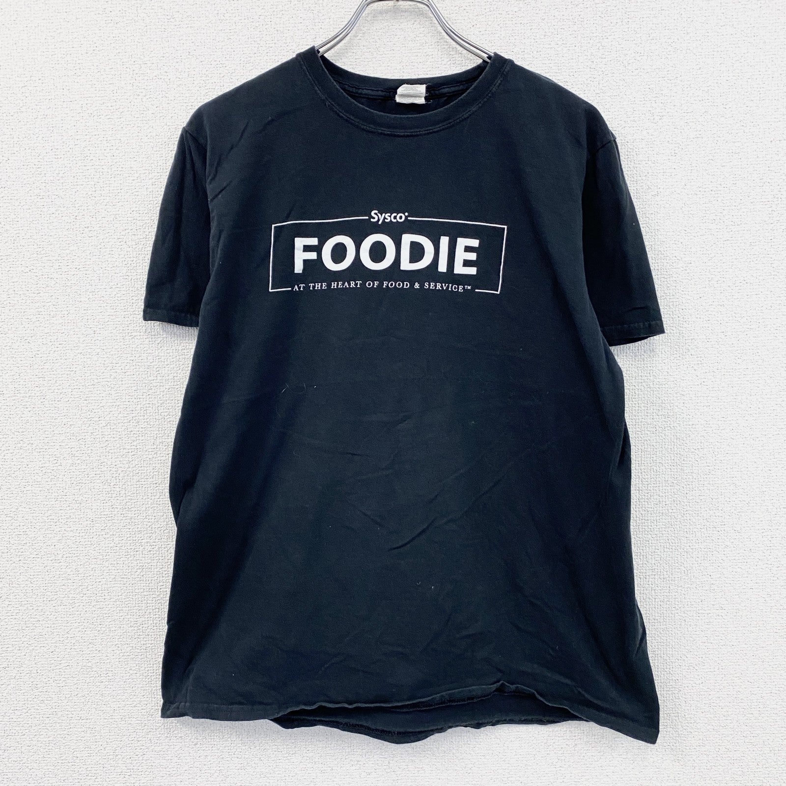 GILDAN　ギルダン　半袖プリントTシャツ　Sysco　企業ロゴ　クルーネック　黒　ブラック　Lサイズ　古着