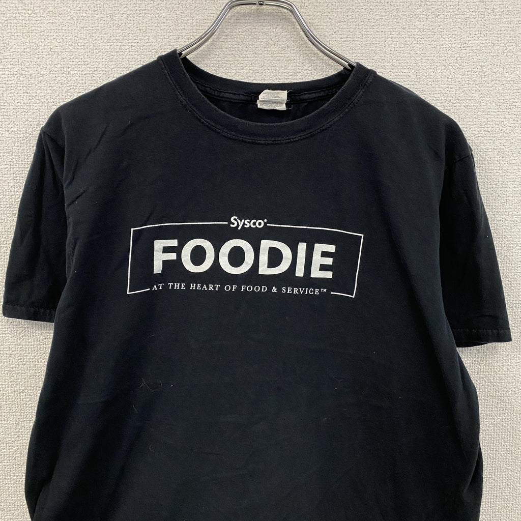 GILDAN　ギルダン　半袖プリントTシャツ　Sysco　企業ロゴ　クルーネック　黒　ブラック　Lサイズ　古着