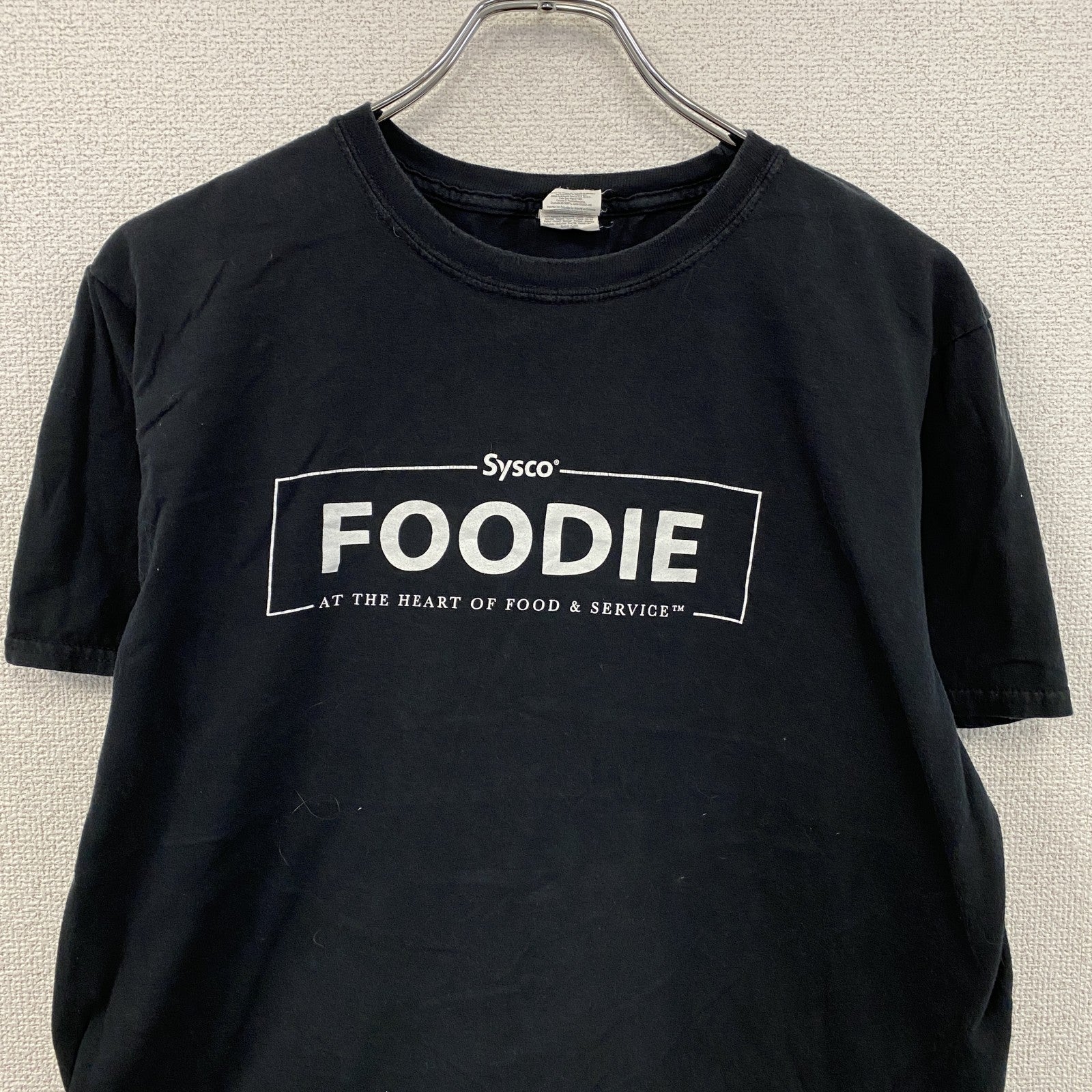 GILDAN　ギルダン　半袖プリントTシャツ　Sysco　企業ロゴ　クルーネック　黒　ブラック　Lサイズ　古着