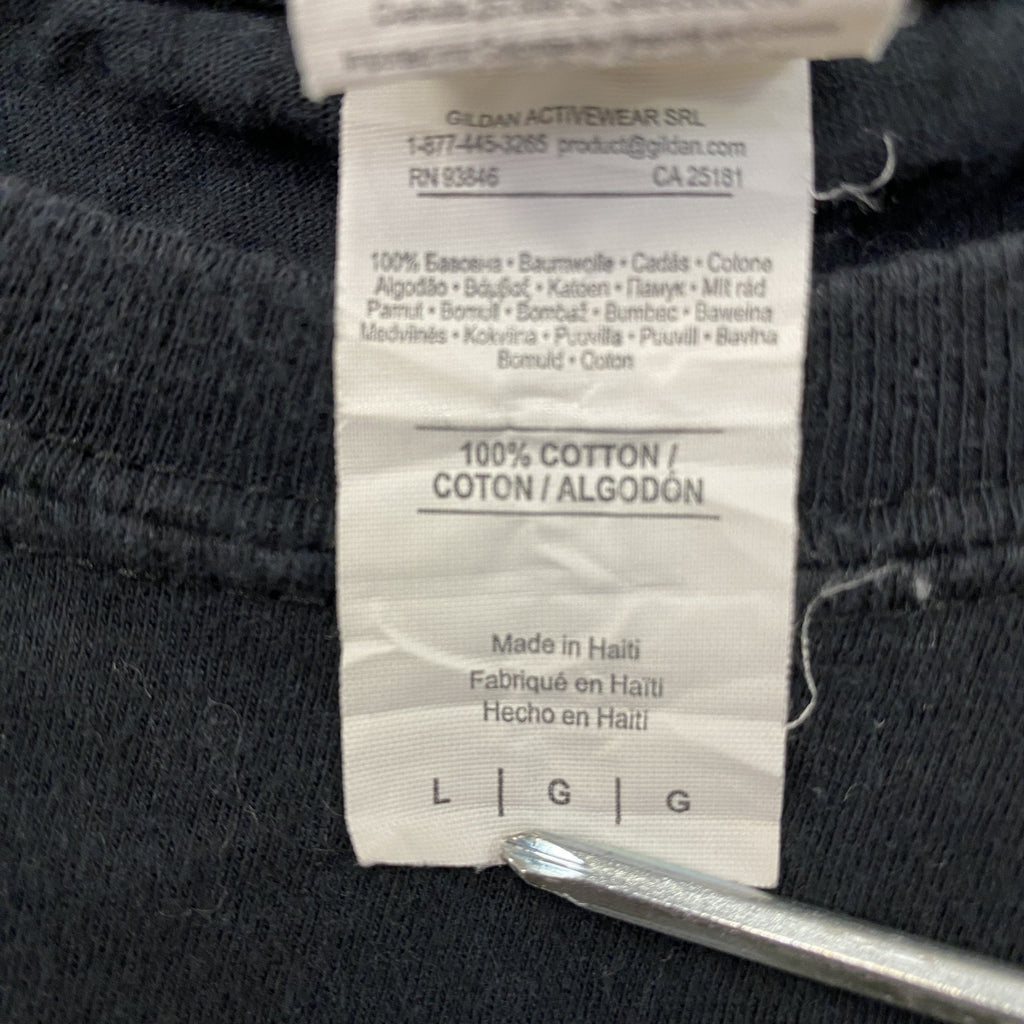 GILDAN　ギルダン　半袖プリントTシャツ　Sysco　企業ロゴ　クルーネック　黒　ブラック　Lサイズ　古着