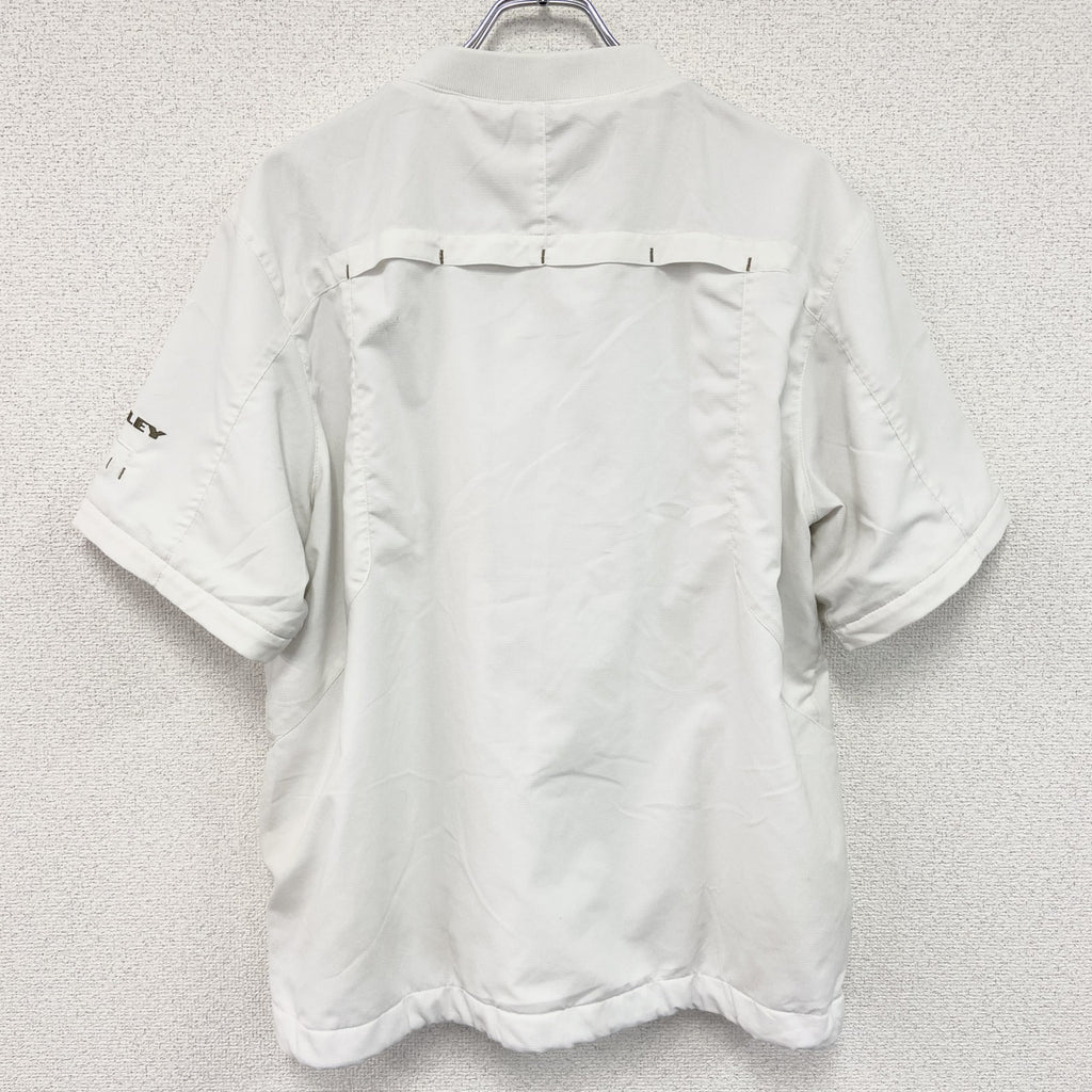 OAKLEY　オークリー　半袖プルオーバージャケット　刺繍ロゴ　リップストップ　ワンポイント　白　ホワイト　XLサイズ　古着