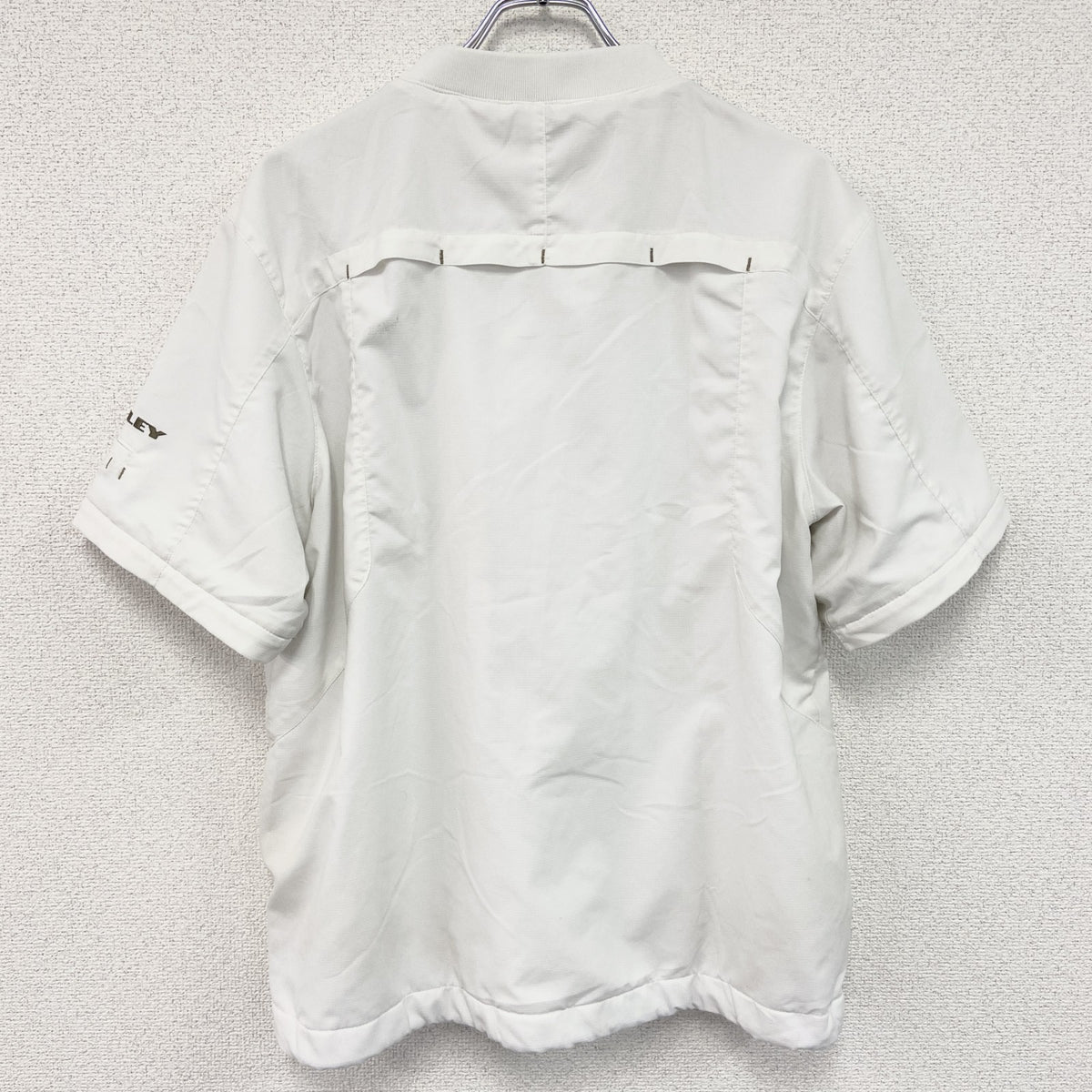 OAKLEY　オークリー　半袖プルオーバージャケット　刺繍ロゴ　リップストップ　ワンポイント　白　ホワイト　XLサイズ　古着