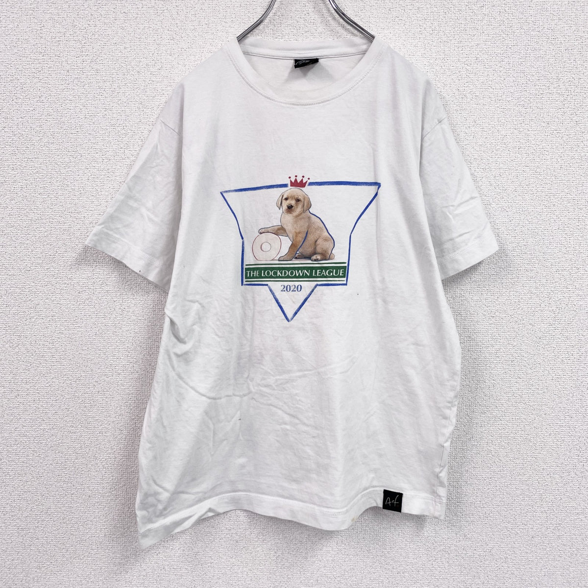 Art of Football　半袖プリントTシャツ　アニマルT　ユーロ　犬　白　ホワイト　　古着