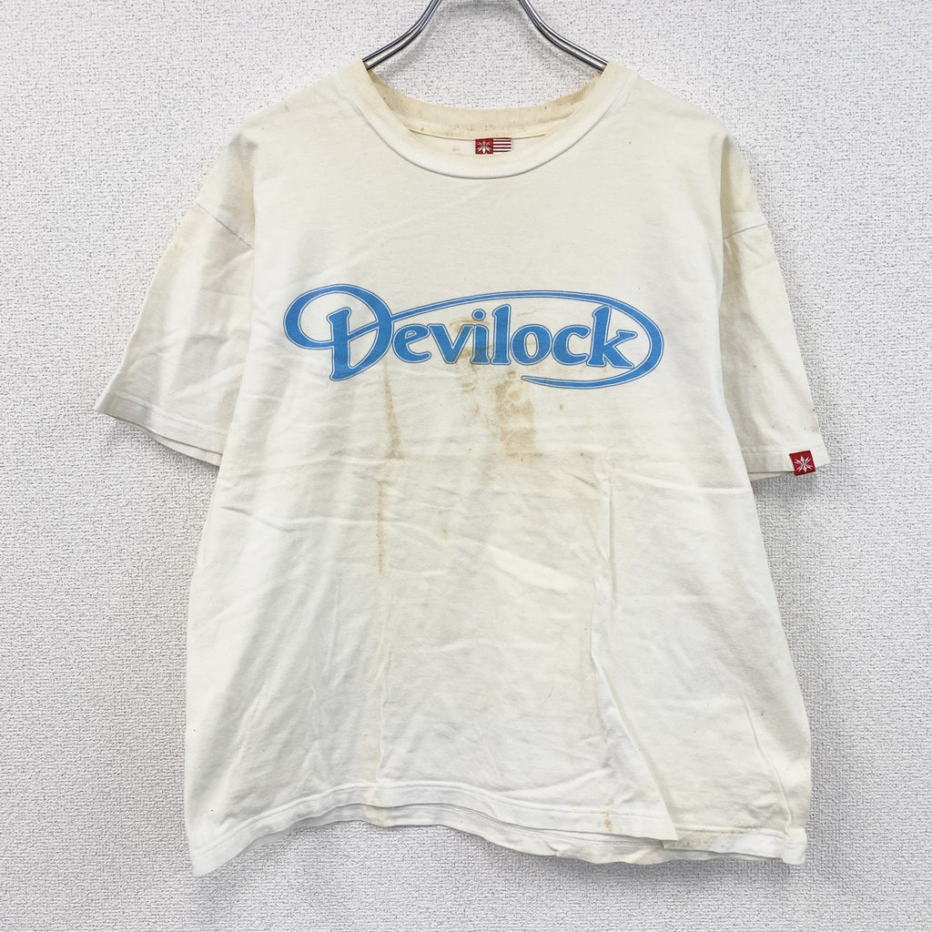 Devilock　デビロック　半袖プリントTシャツ　白　ホワイト　Lサイズ　古着