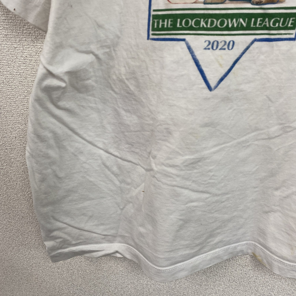 Art of Football　半袖プリントTシャツ　アニマルT　ユーロ　犬　白　ホワイト　　古着