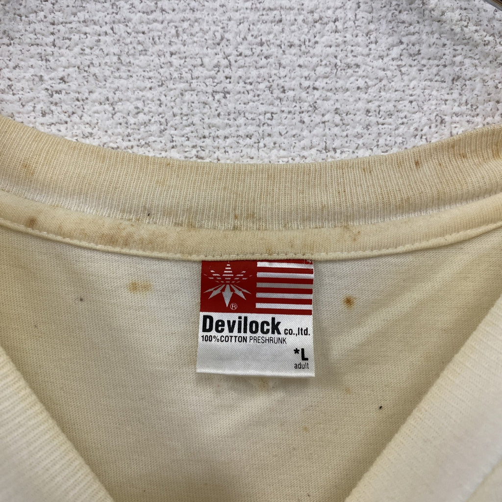 Devilock　デビロック　半袖プリントTシャツ　白　ホワイト　Lサイズ　古着