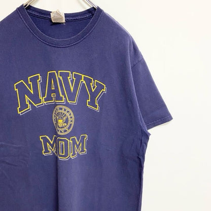 古着 used　SOFFE　半袖ロゴプリントTシャツ　クルーネック　米国海軍　NAVYMOM　ネイビー　春夏服　Lサイズ