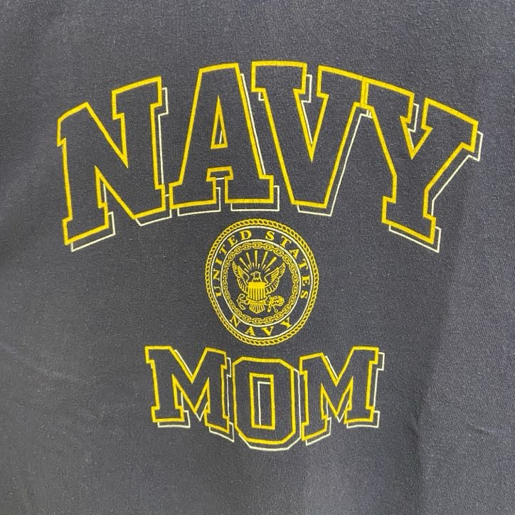 古着 used　SOFFE　半袖ロゴプリントTシャツ　クルーネック　米国海軍　NAVYMOM　ネイビー　春夏服　Lサイズ