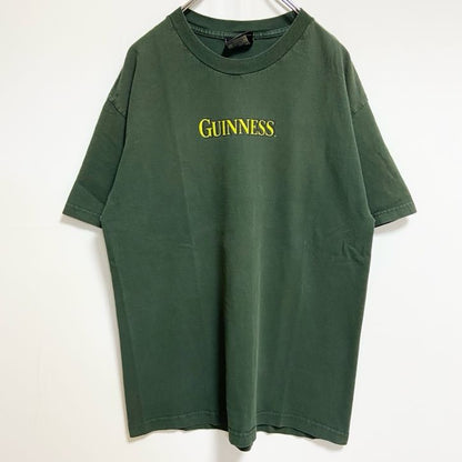 古着 used　GUINNESS　ギネス　半袖プリントTシャツ　クルーネック　バックプリント　緑　グリーン　Lサイズ