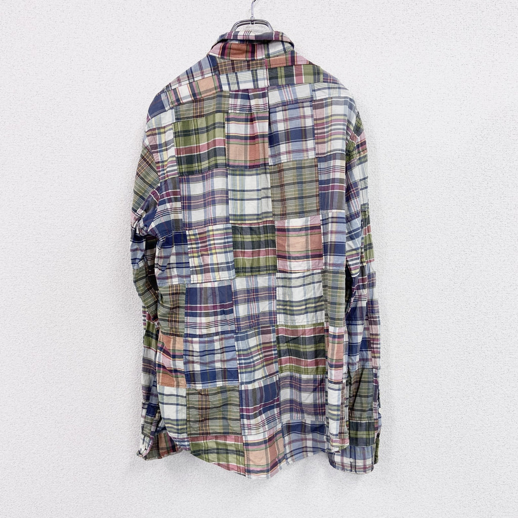 90s　Ralph Lauren　ラルフローレン　CUSTOM FIT　長袖ボタンダウンシャツ　チェック柄　Lサイズ　　ヴィンテージ　古着