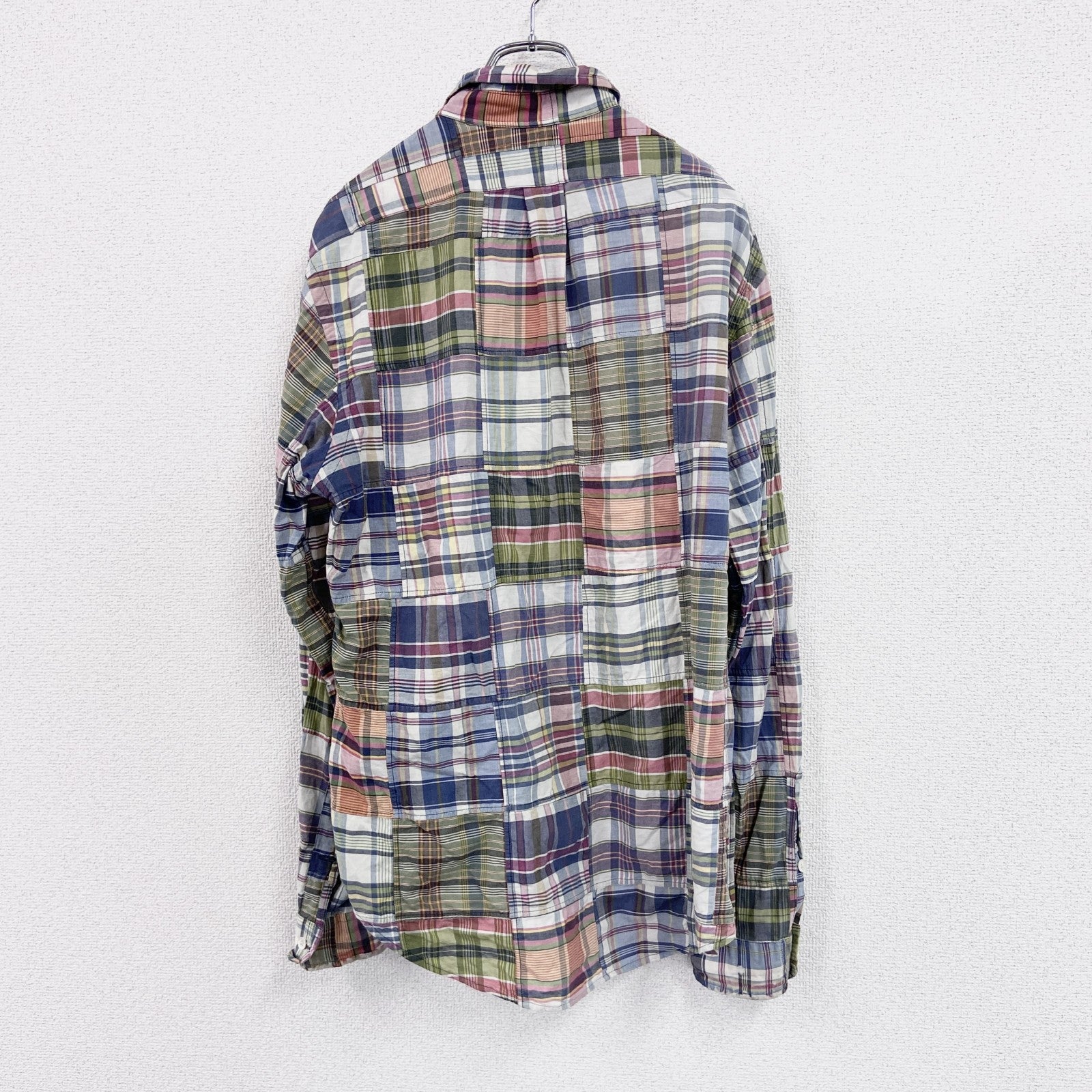 90s　Ralph Lauren　ラルフローレン　CUSTOM FIT　長袖ボタンダウンシャツ　チェック柄　Lサイズ　　ヴィンテージ　古着