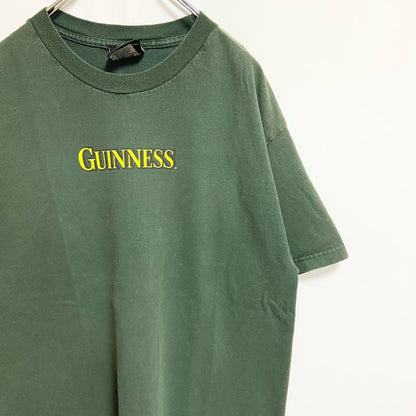 古着 used　GUINNESS　ギネス　半袖プリントTシャツ　クルーネック　バックプリント　緑　グリーン　Lサイズ