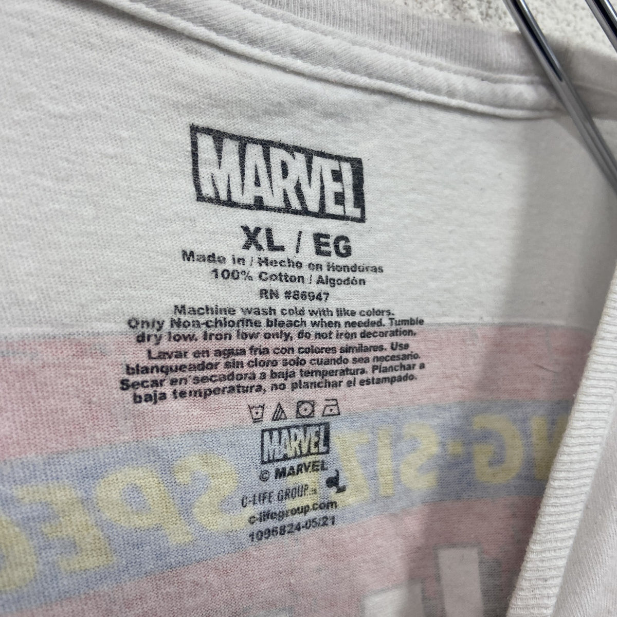 MARVEL　マーベル　Avengers　アベンジャーズ　半袖プリントTシャツ　アニメT　キャラクターT　白　ホワイト　XLサイズ　古着