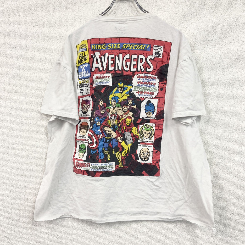 MARVEL　マーベル　Avengers　アベンジャーズ　半袖プリントTシャツ　アニメT　キャラクターT　白　ホワイト　XLサイズ　古着