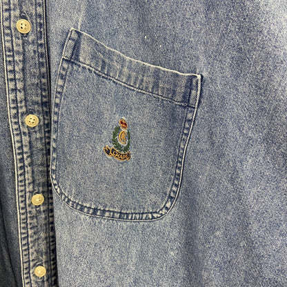 90s～　CHAPS Ralph Lauren　チャップスラルフローレン　長袖デニムシャツ　インディゴ　XXLサイズ