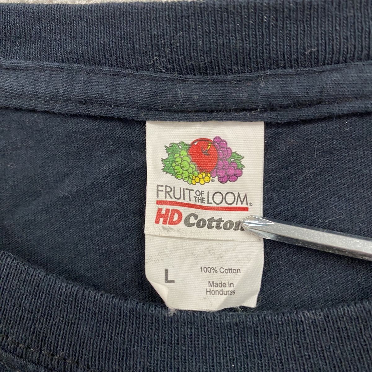 古着 used　FRUIT OF THE LOOM　フルーツオブザルーム　半袖プリントTシャツ　企業Ｔ　黑　ブラック　Lサイズ カットソー メンズ コットン 古着