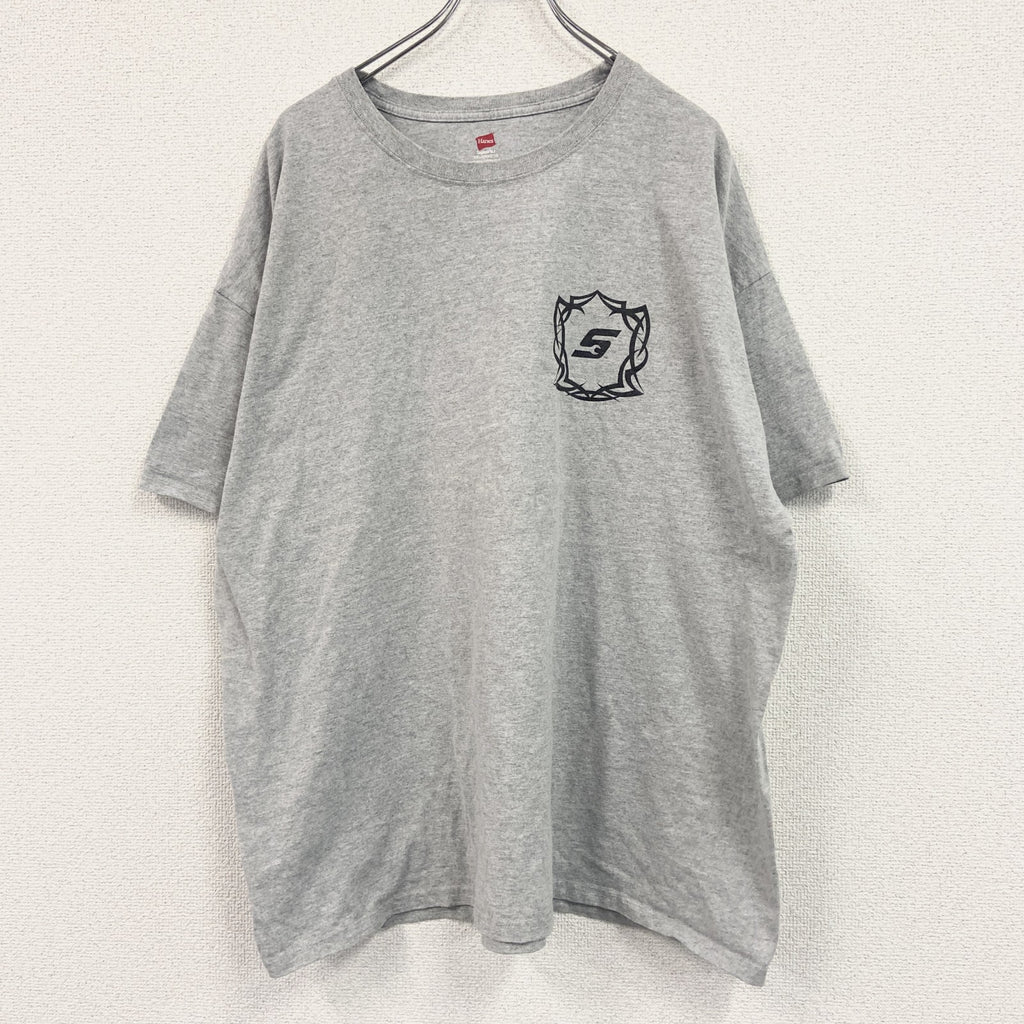 Hanes　ヘインズ　半袖プリントTシャツ　ワンポイント　灰色　グレー　2XLサイズ　古着