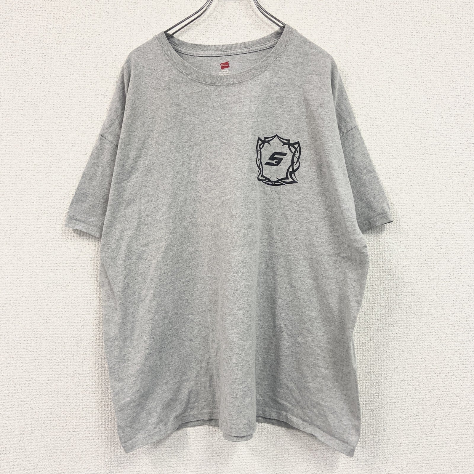 Hanes　ヘインズ　半袖プリントTシャツ　ワンポイント　灰色　グレー　2XLサイズ　古着