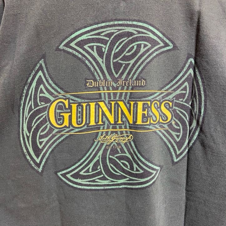 古着 used　GUINNESS　ギネス　半袖プリントTシャツ　クルーネック　バックプリント　緑　グリーン　Lサイズ