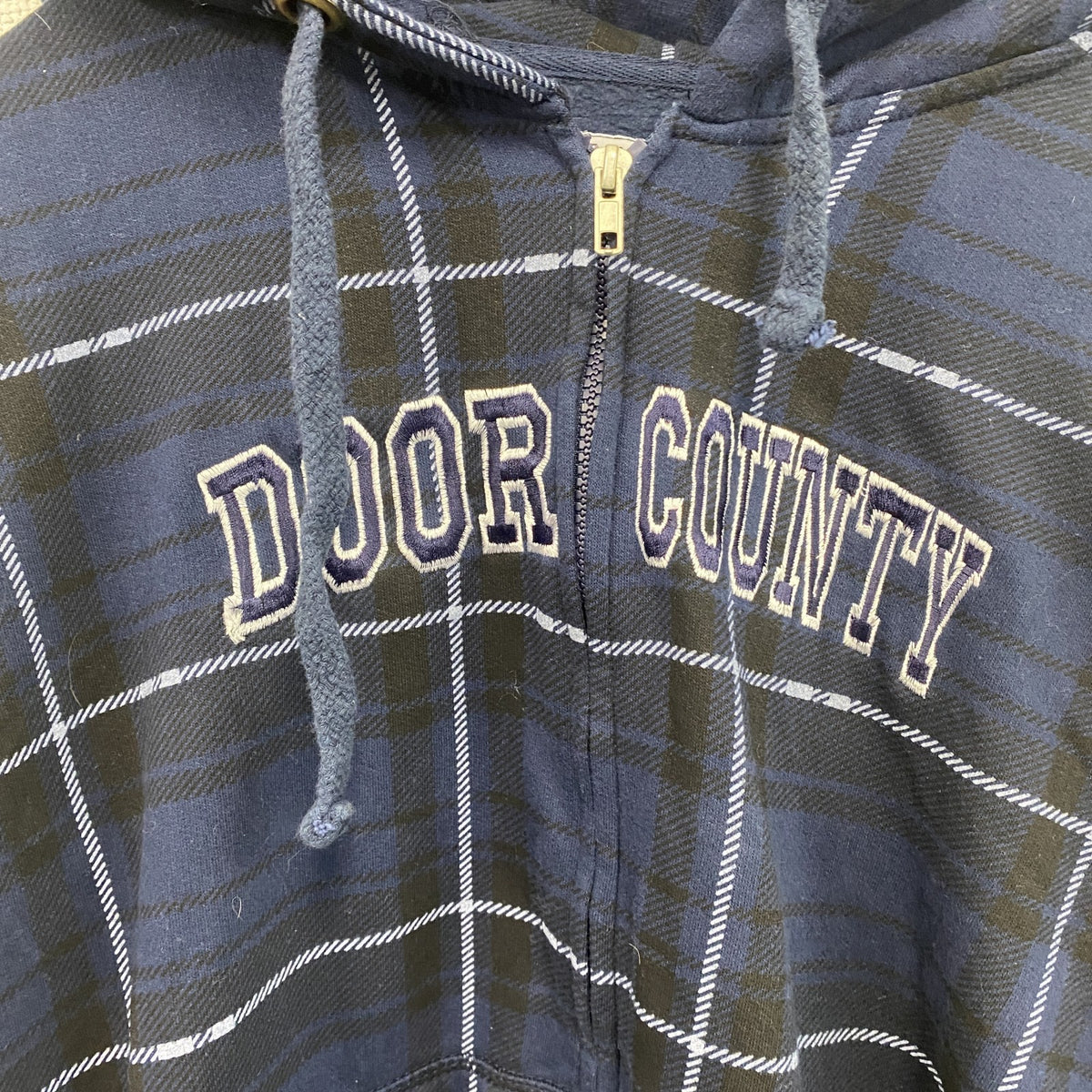 Resort Stop　フルジップスウェットパーカー/フーディー　チェック柄　紺　ネイビー　XLサイズ　古着