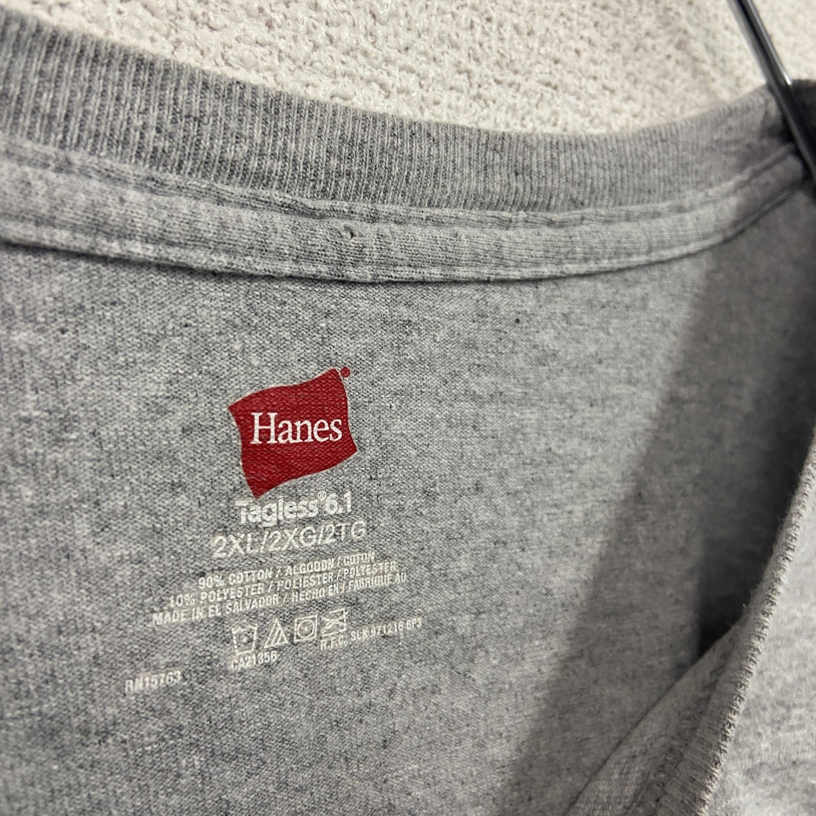 Hanes　ヘインズ　半袖プリントTシャツ　ワンポイント　灰色　グレー　2XLサイズ　古着