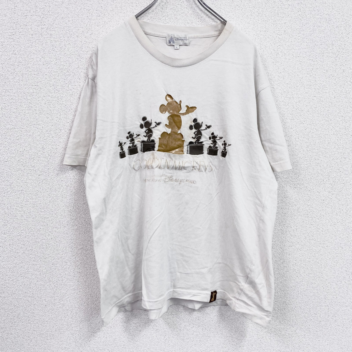 Disney　ディズニー　Mickey Mouse　ミッキーマウス　半袖Tシャツ　白　ホワイト　XLサイズ　　古着