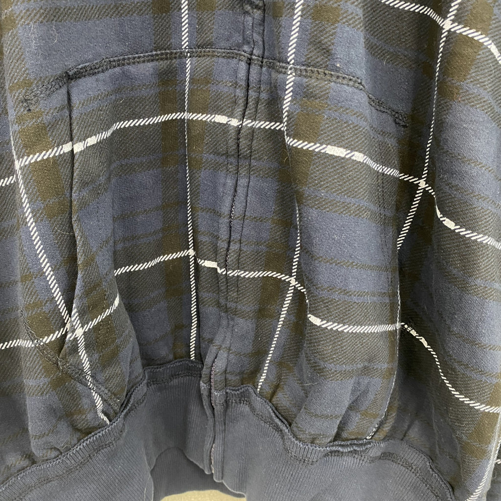 Resort Stop　フルジップスウェットパーカー/フーディー　チェック柄　紺　ネイビー　XLサイズ　古着