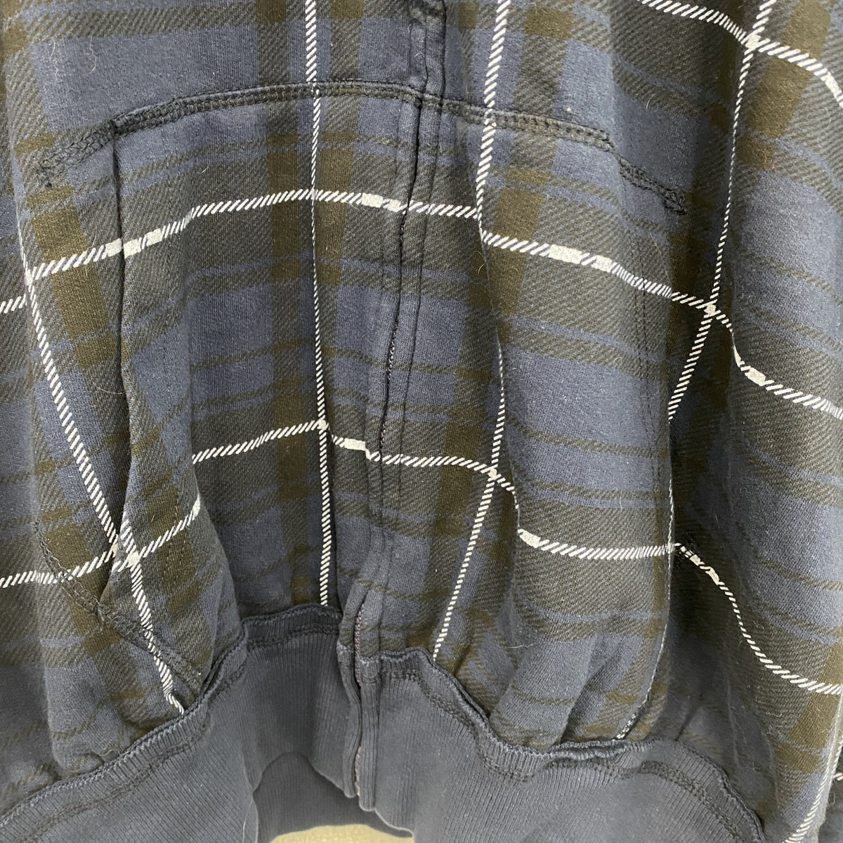 Resort Stop　フルジップスウェットパーカー/フーディー　チェック柄　紺　ネイビー　XLサイズ　古着