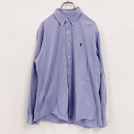 Ralph Lauren　ラルフローレン　長袖ボタンダウンシャツ　ギンガムチェック柄　ブルー　Lサイズ