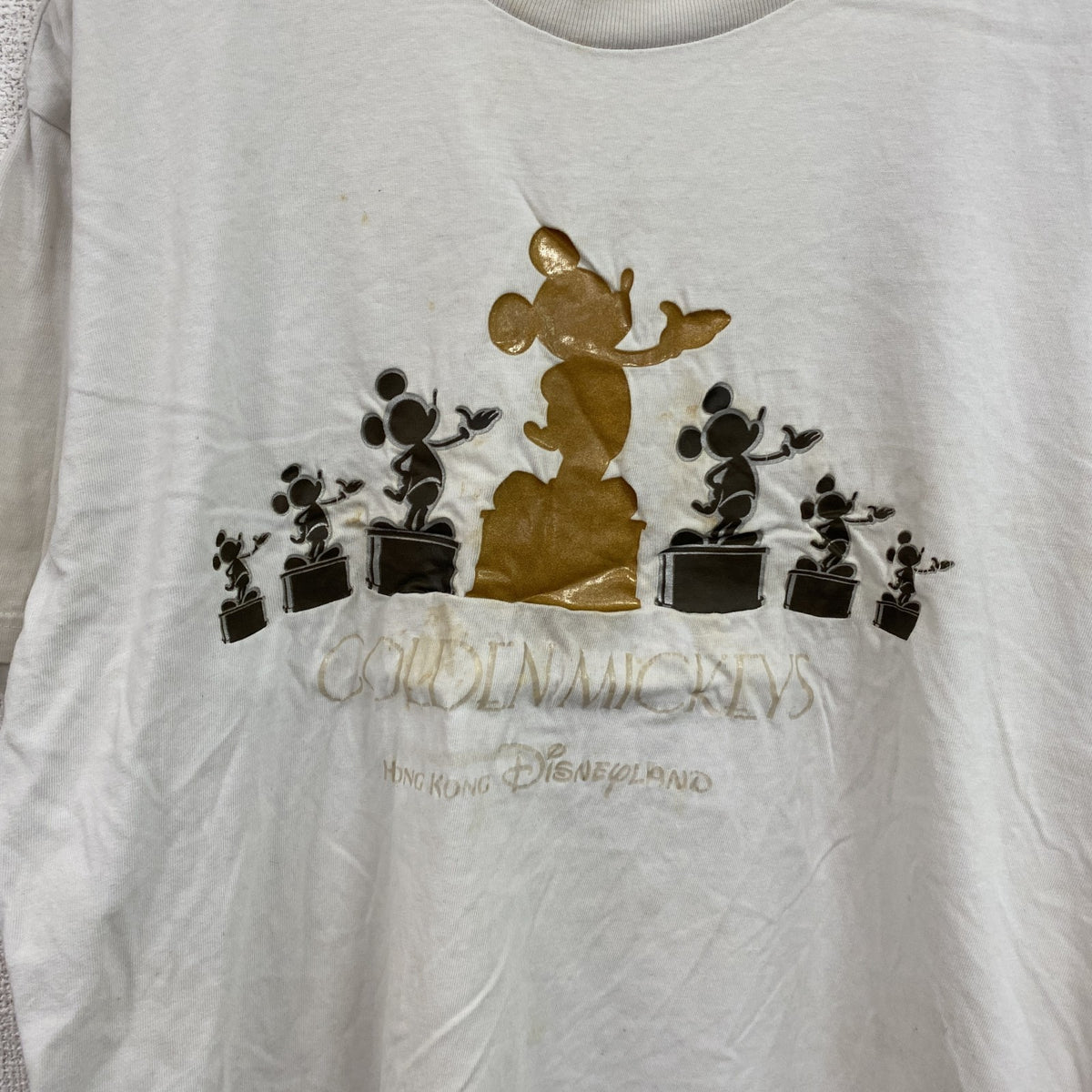 Disney　ディズニー　Mickey Mouse　ミッキーマウス　半袖Tシャツ　白　ホワイト　XLサイズ　　古着