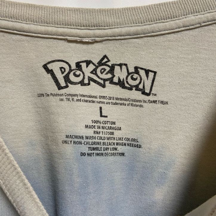 古着 used　POKEMON　ポケモン　半袖プリントタイダイ柄Tシャツ　クルーネック　ピカチュウ　公式　オフィシャル　Lサイズ