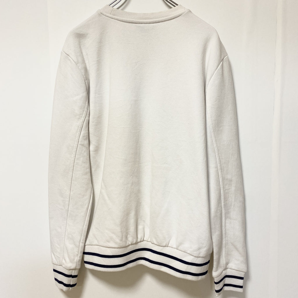 FILA　フィラ　スウェット/トレーナー　リブライン　刺繍ロゴ　ワンポイント　白　ホワイト　Lサイズ　古着