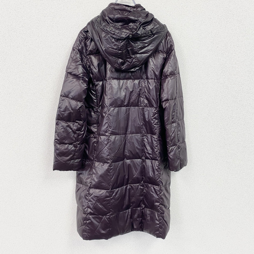 GAP　ギャップ　フーデッドロングダウンコート　ダウン90％　比翼仕立て　4つポケット　紫　パープル　Sサイズ　古着