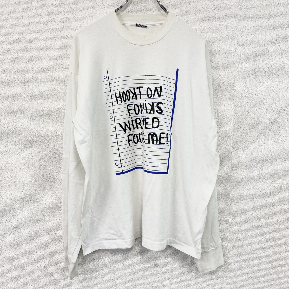 長袖Tシャツ/ロンT　白　ホワイト　XLサイズ カットソー メンズ コットン 古着
