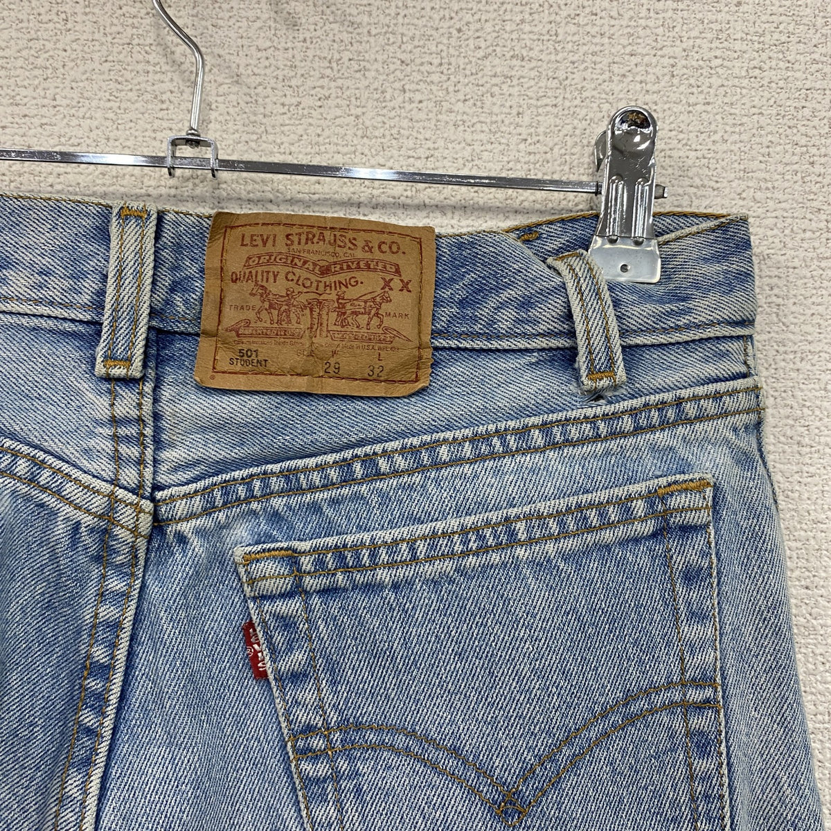 90s　Levi’s　リーバイス　501 STUDENT　デニムパンツ/ジーンズ　ボタンフライ　縦落ち　インディゴ　W29サイズ　　ヴィンテージ　古着