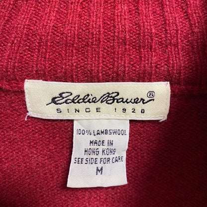 古着 used　 Eddie Bauer エディーバウアー　長袖ハーフジップニット　セーター　赤　ノルディック柄　Sサイズ