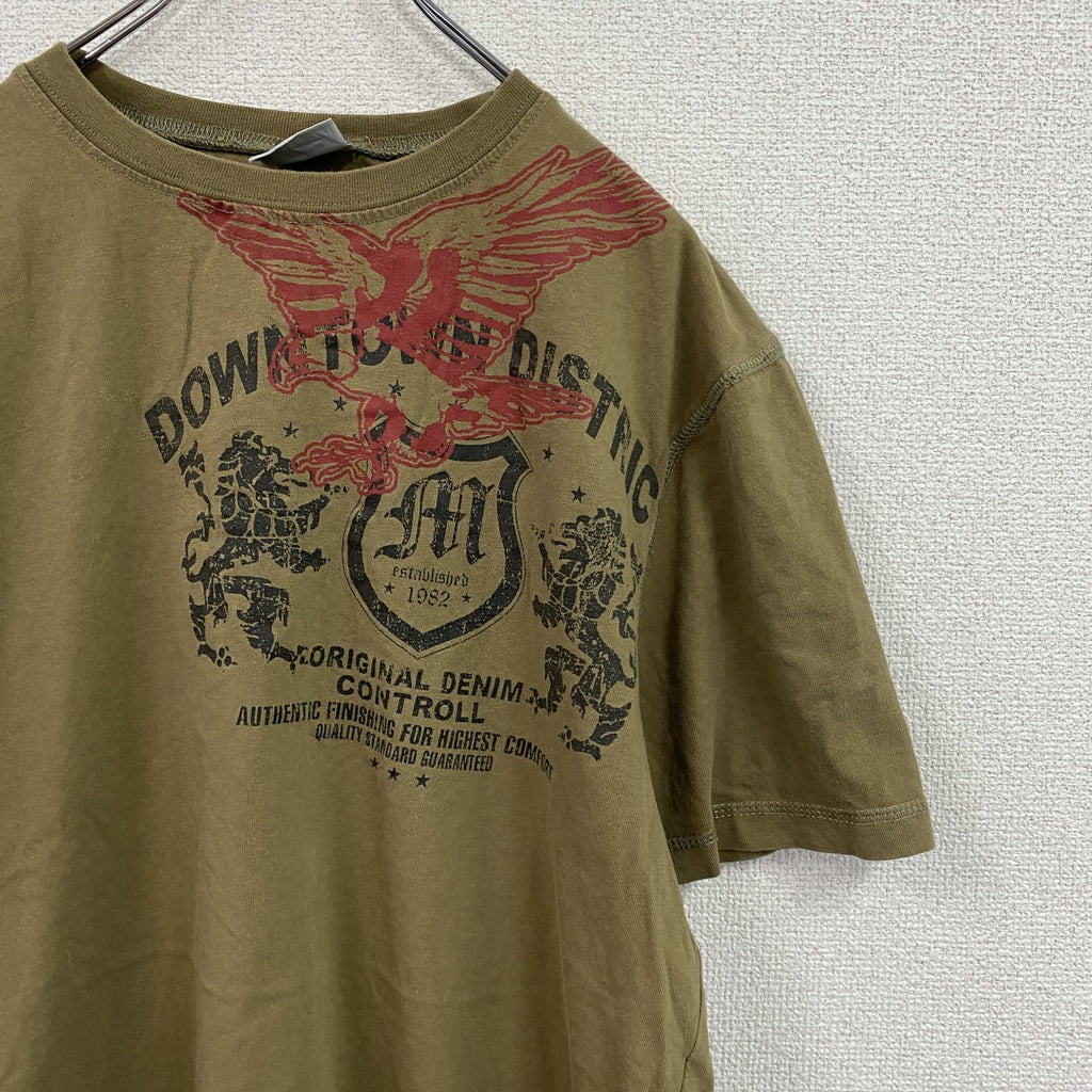 SOUTHERN　半袖プリントTシャツ　カーキ　XLサイズ カットソー メンズ 古着