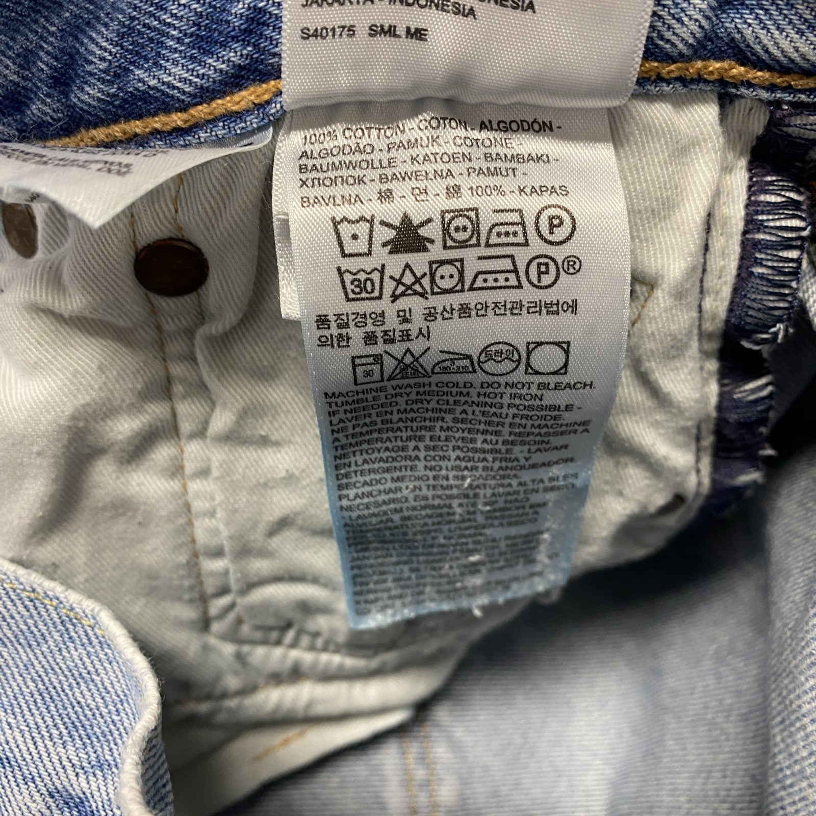 Levi’s　リーバイス　501　デニムパンツ/ジーンズ　リメイク加工　縦落ち　ボタンフライ　インディゴ　W30サイズ　古着