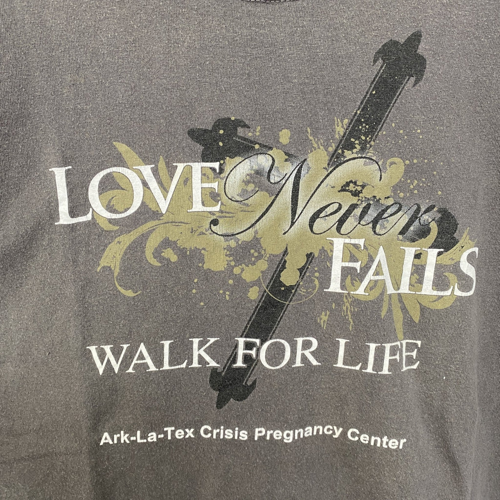 GILDAN　ギルダン　半袖デザインプリントTシャツ　フェード　ビックシルエット　クルーネック　灰色　グレー　XLサイズ　古着