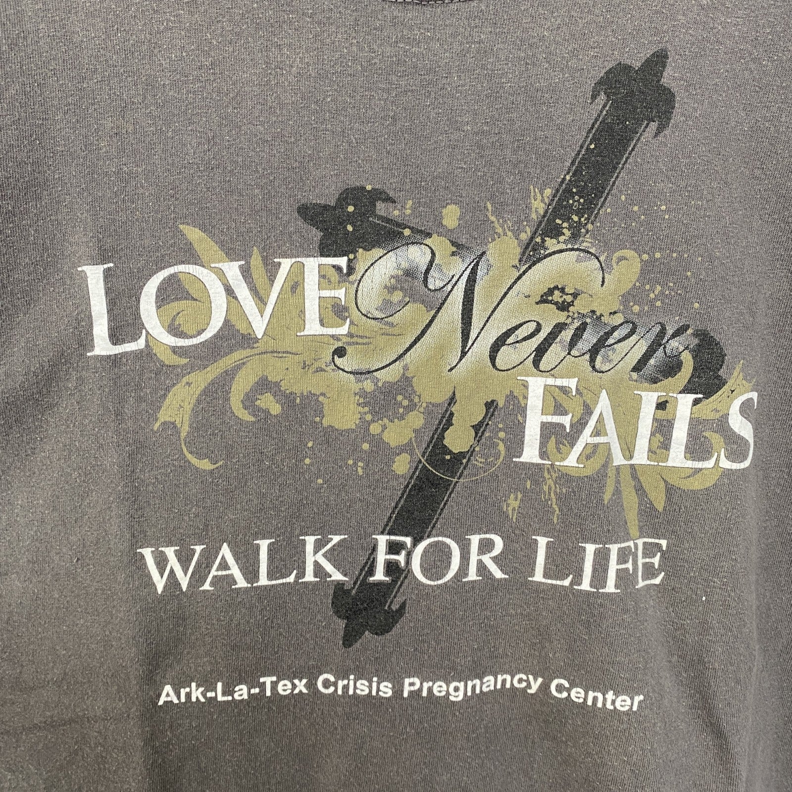 GILDAN　ギルダン　半袖デザインプリントTシャツ　フェード　ビックシルエット　クルーネック　灰色　グレー　XLサイズ　古着