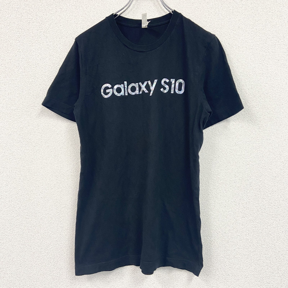 CANVAS　キャンバス　半袖プリントTシャツ　サムスン電子　Galaxy S10　黒　ブラック　Mサイズ　古着