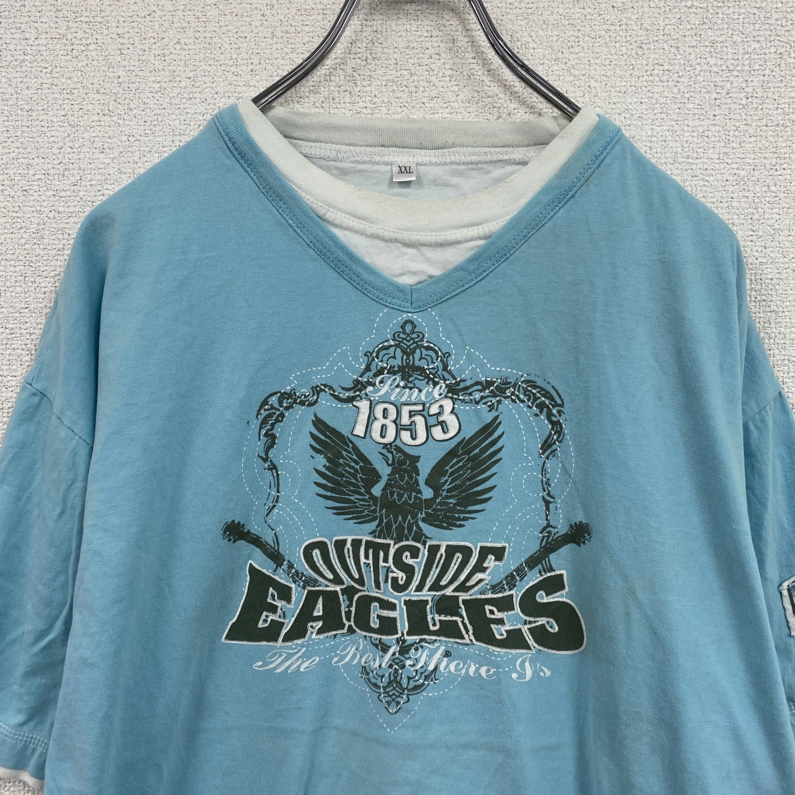 EAGLES　半袖プリントTシャツ　バンドＴ　水色　ライトブルー　2XLサイズ　　古着