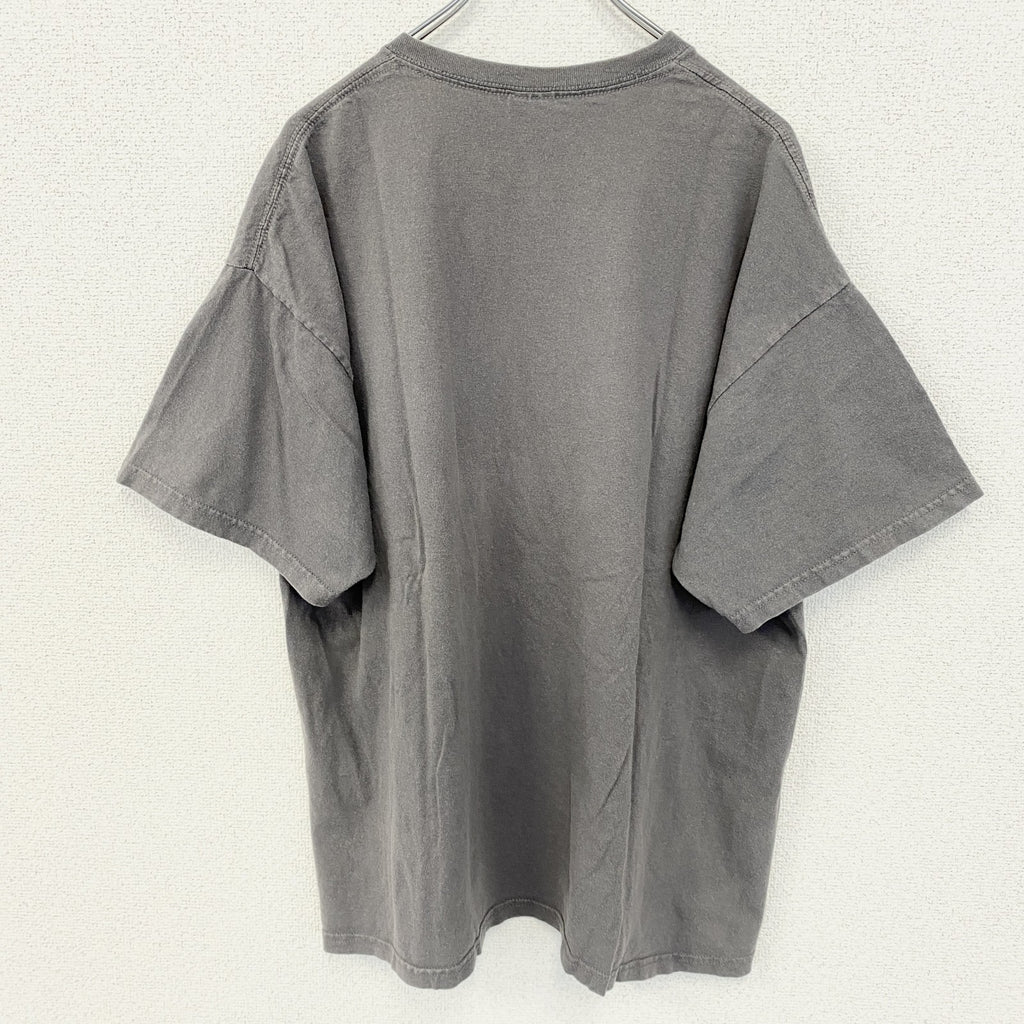 GILDAN　ギルダン　半袖デザインプリントTシャツ　フェード　ビックシルエット　クルーネック　灰色　グレー　XLサイズ　古着