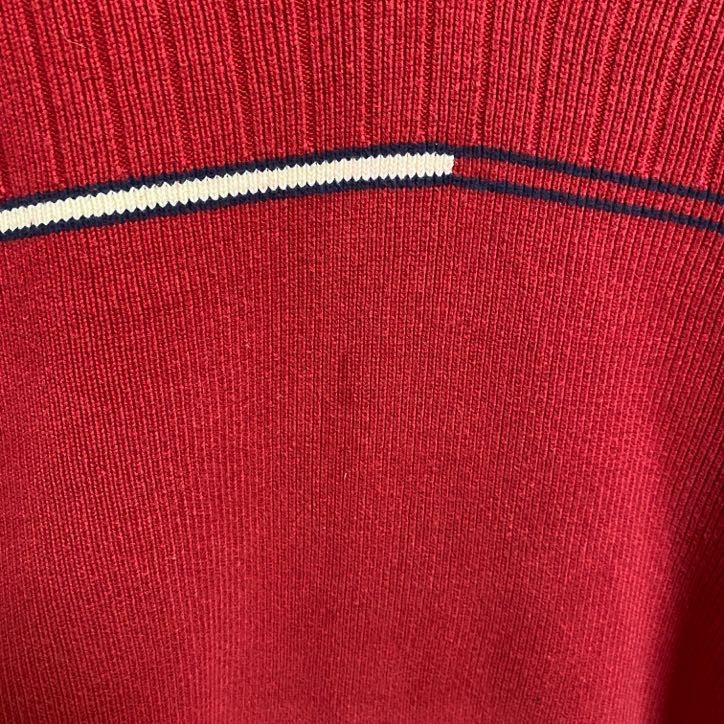 TOMMY HILFIGER トミーヒルフィガー　長袖Vネックニット　セーター　赤　レッド　秋冬服　Mサイズ　古着