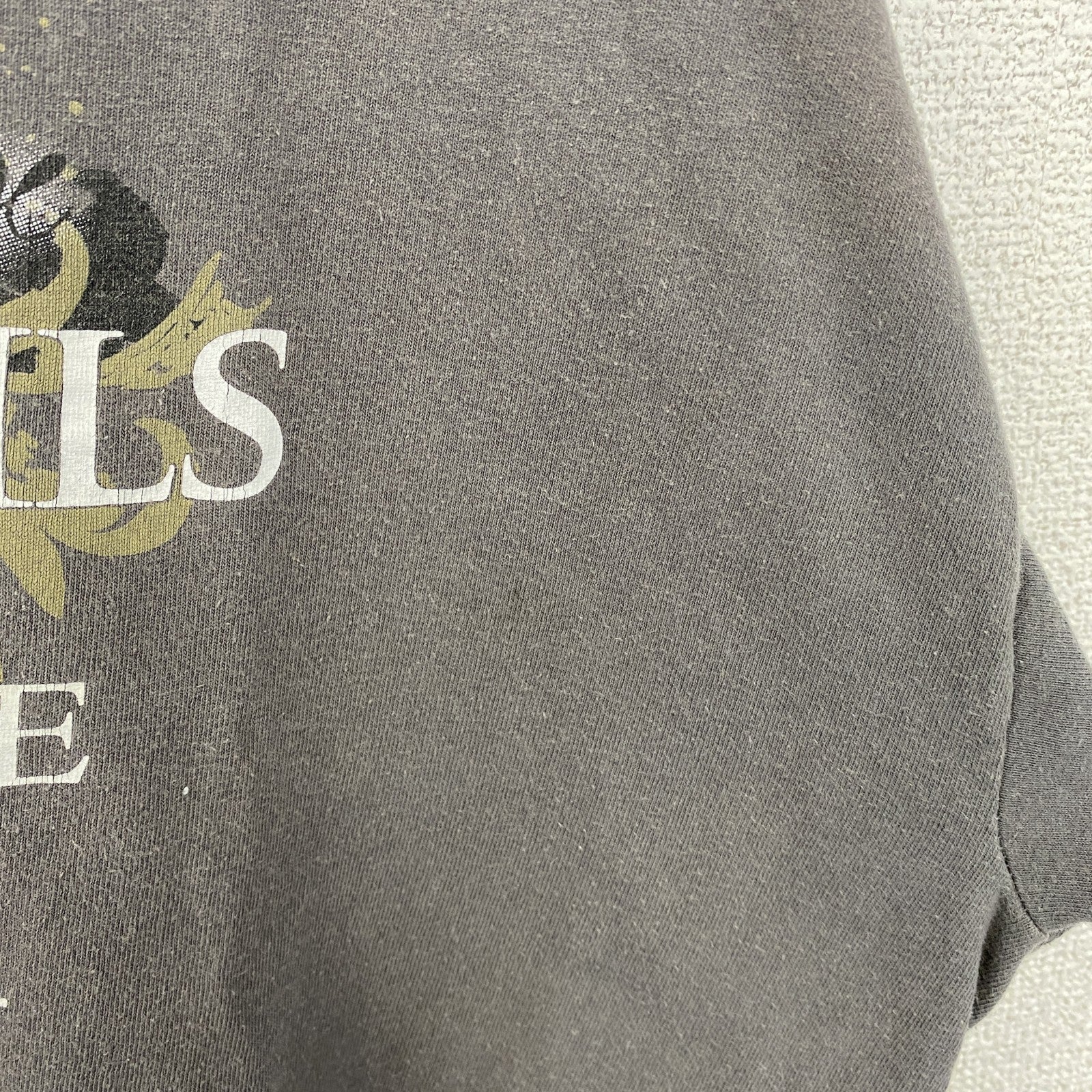 GILDAN　ギルダン　半袖デザインプリントTシャツ　フェード　ビックシルエット　クルーネック　灰色　グレー　XLサイズ　古着
