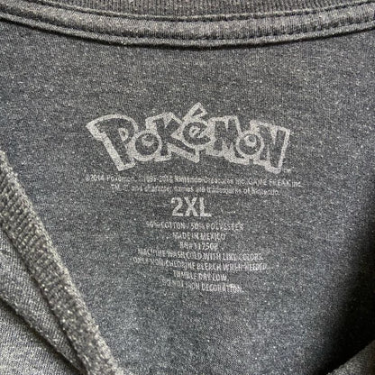 古着 used　Pokemon　ポケモン　半袖プリント公式Tシャツ　クルーネック　オフィシャル　ピカチュウ　グレー　2XLサイズ