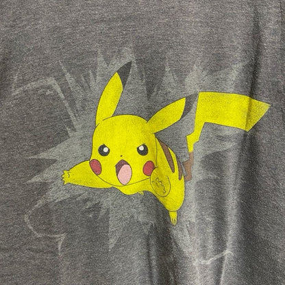 古着 used　Pokemon　ポケモン　半袖プリント公式Tシャツ　クルーネック　オフィシャル　ピカチュウ　グレー　2XLサイズ